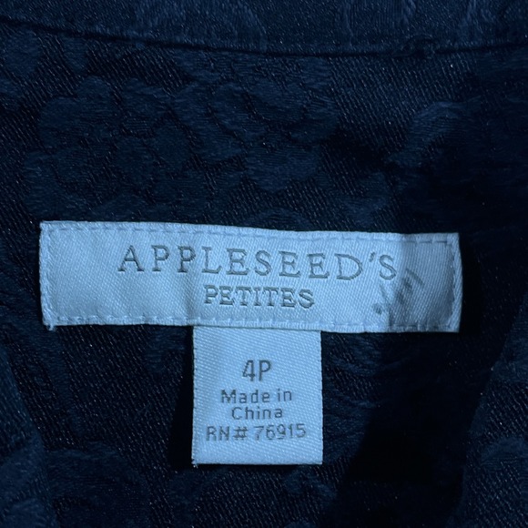 Appleseeds Button Up Womens 4P Blazer Black Floral Preppy Grunge Goth - Picture 4 of 8